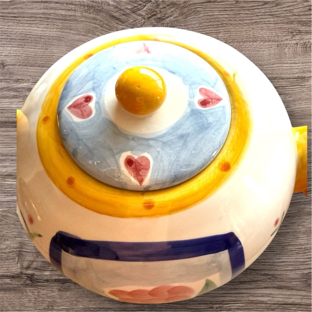 Whimsical Hand-Painted Porcelain Teapot - Floral & Fruit Design - Picture 2 of 6